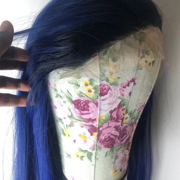 K Jenner blue ombre straight lace front wig *NEW*